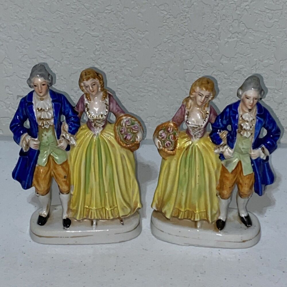 VTG Made In Occupied Japan Victorian Couple Courting Figurine Set 2 Porcelain 6”